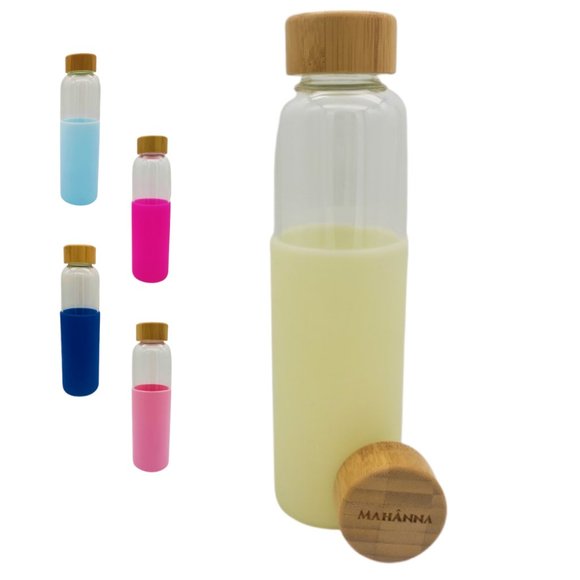 Borosilicate Glass Water Bottle With Bamboo Lid - Picture 1 of 4